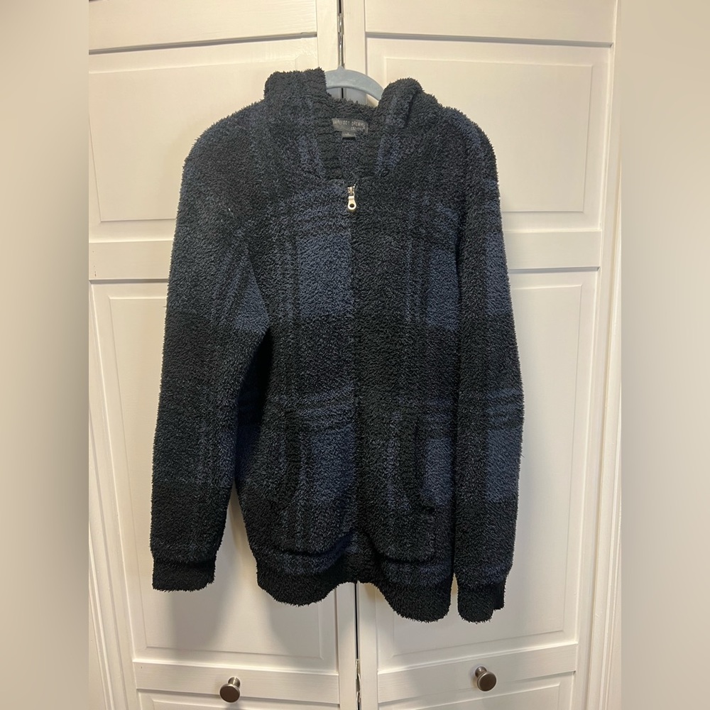 Barefoot Dreams Cozy Chic Long-Sleeve Plaid Zip Up Hoodie Size Large